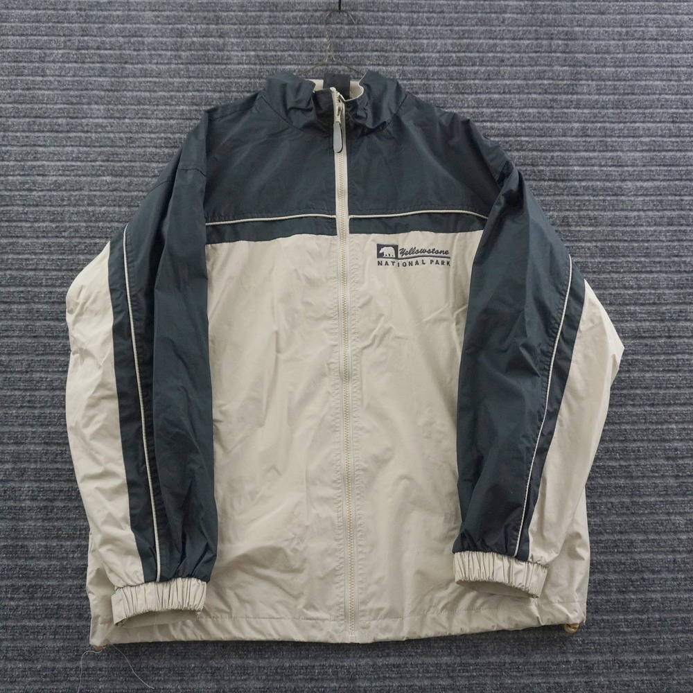Vintage Yellowstone National Park Windbreaker Jacket Men Large Beige Colorblock